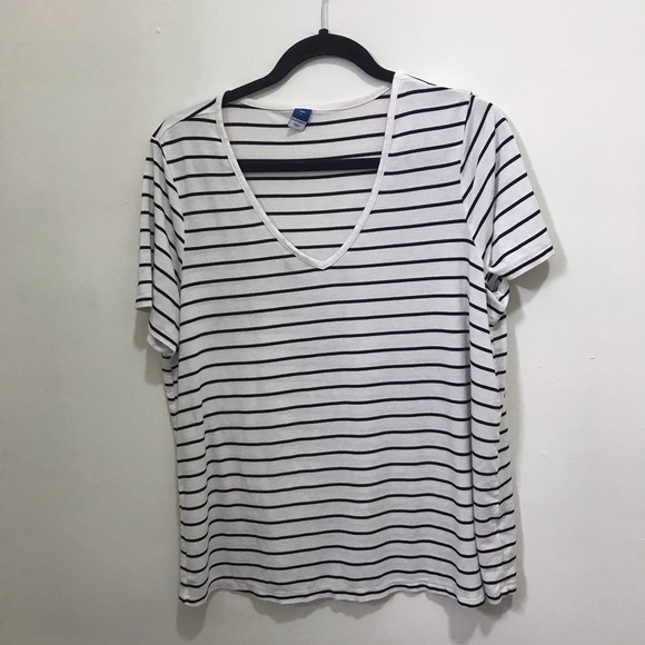 Old Navy Tops - Classic V-Neck Striped Women’s Tee - White & Black